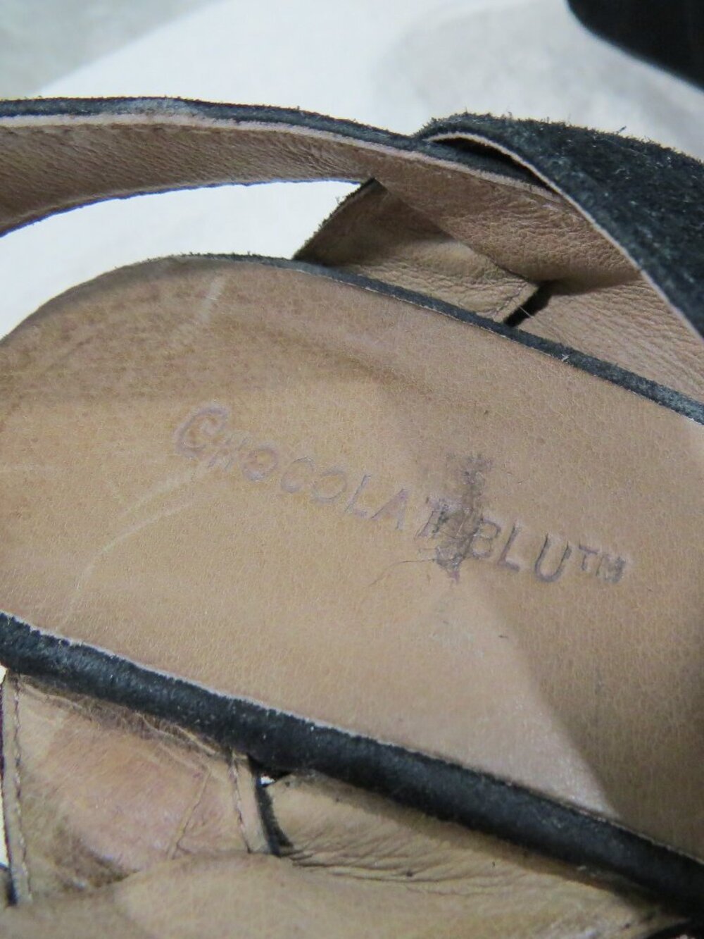 Chocolat Blu Wagga Suede Leather Platform Wedge SIZE 7 Black - Picture 10 of 12